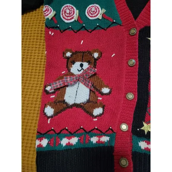 Vintage Marisa Christina Classics 1993 Christmas Nutcracker Bear Tree Sweater L - Picture 8 of 8